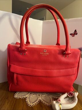 kate spade Red/ OrangeNew York Grant Park Shelby Pebbled Leather Tote